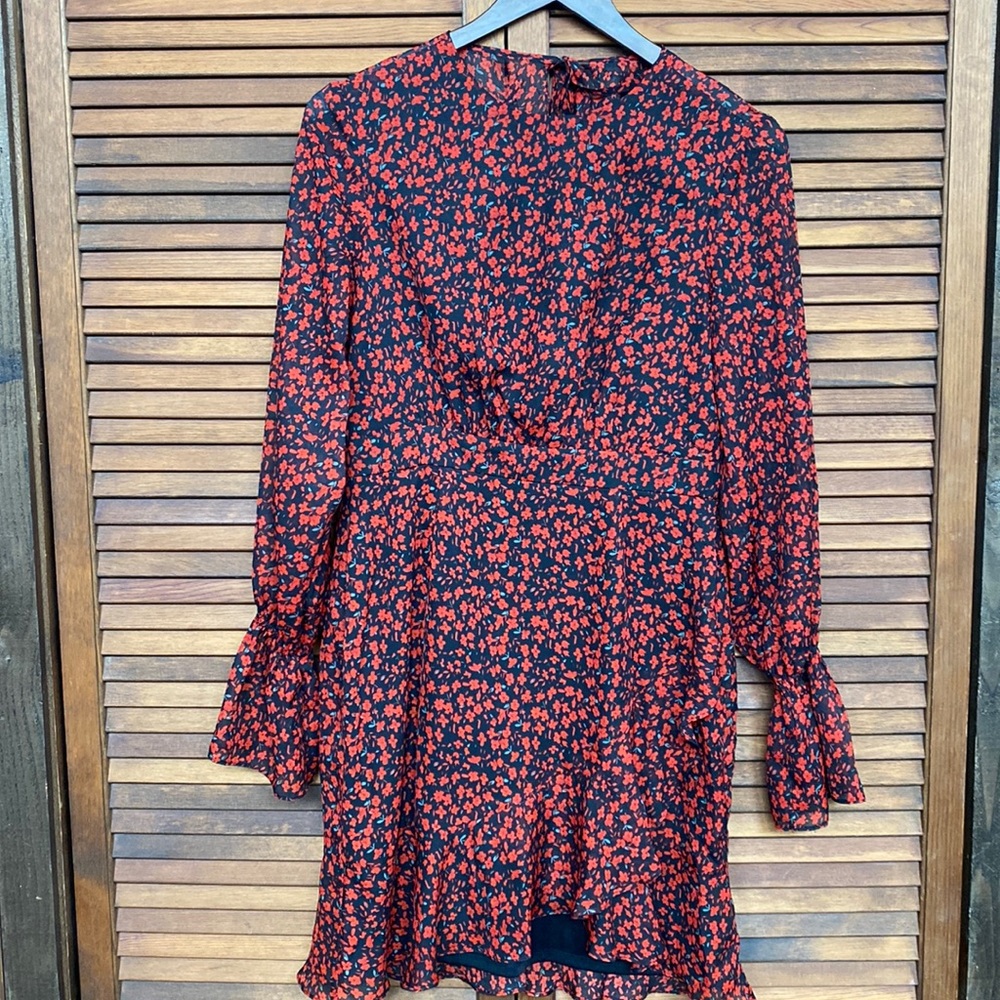 Lulus red and black floral dress